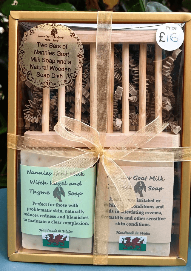 Goat Milk Soap and Wooden Soap Dish 
