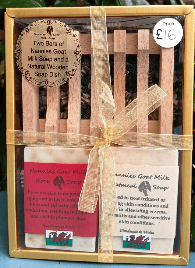 Goat Milk Soap and Wooden Soap Dish 